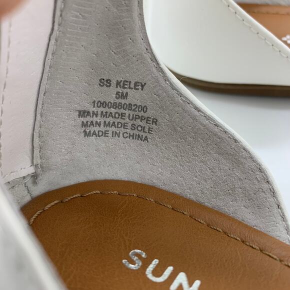 Sun + Stone Keley Dress Sandals Size 5M NIB Ankle Strap Flat White - Picture 6 of 9